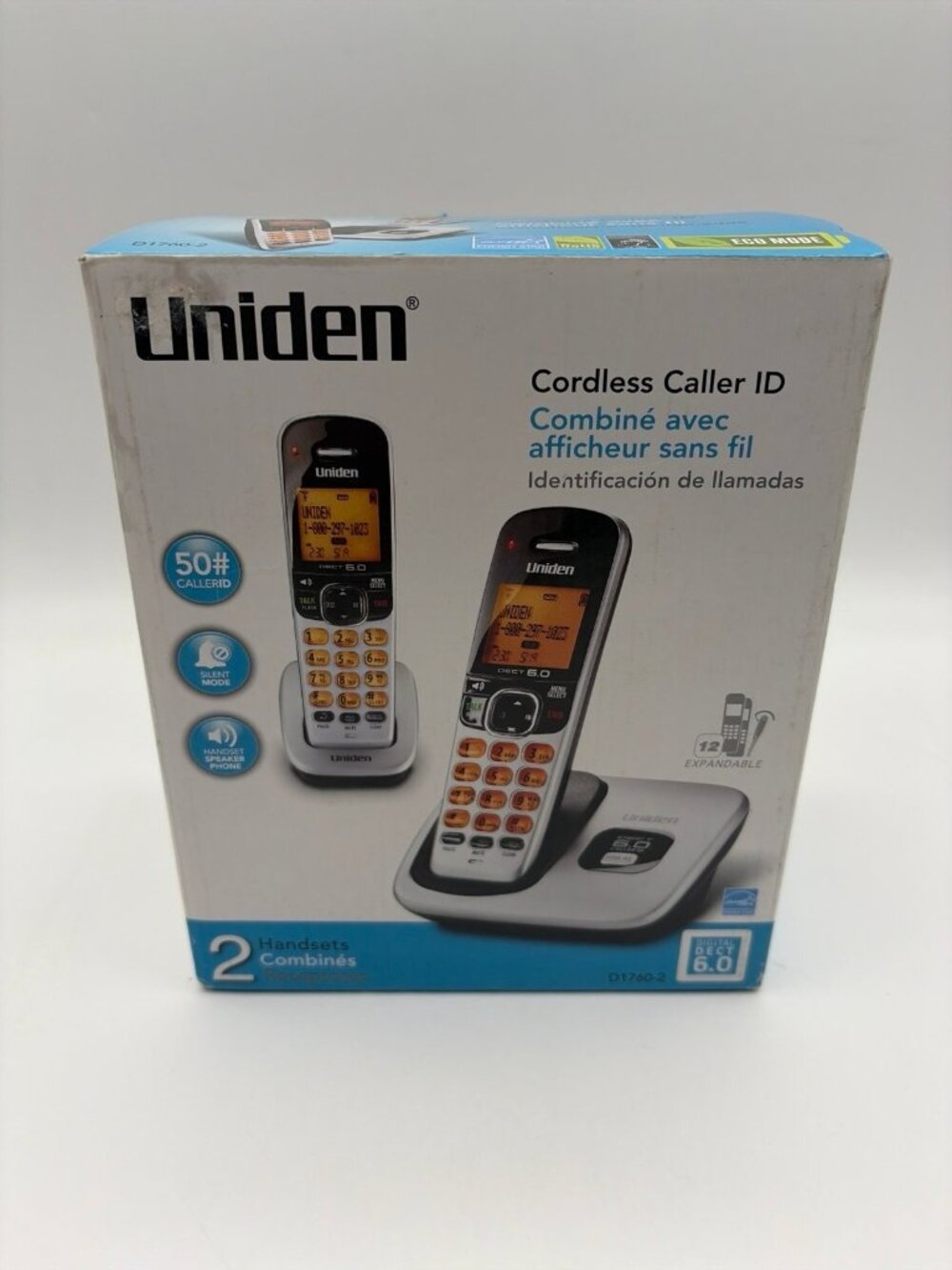 Uniden D1760-2 Expandable Cordless Phone DECT 6.0 1.9GHz, 2 Handset NEW Sealed